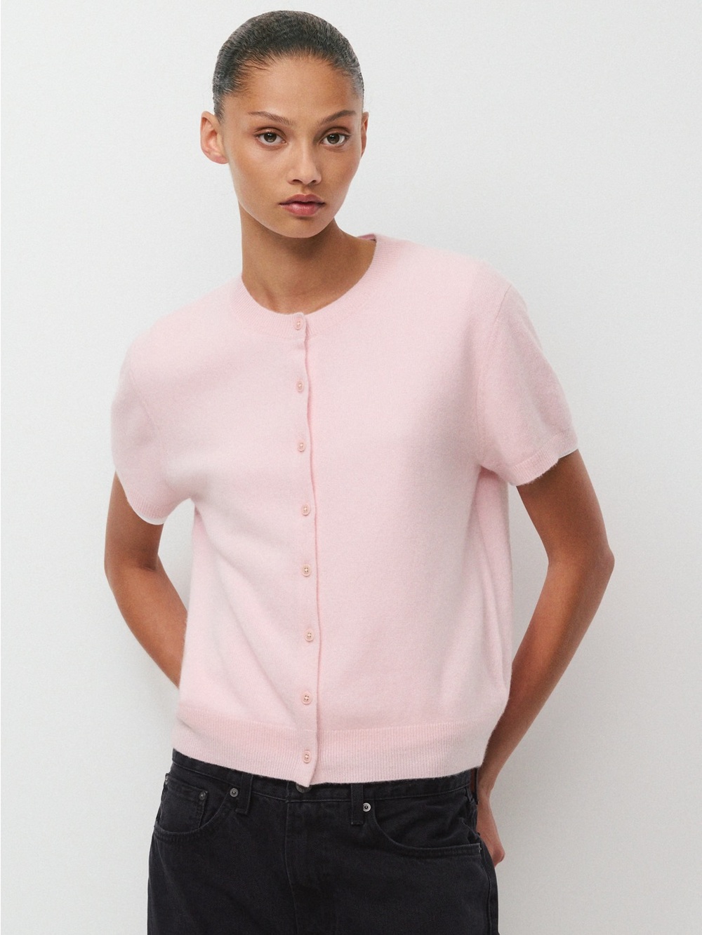 ARITZIA Bare Cashmere Noteworthy Shortsleeve Cardigan Size S